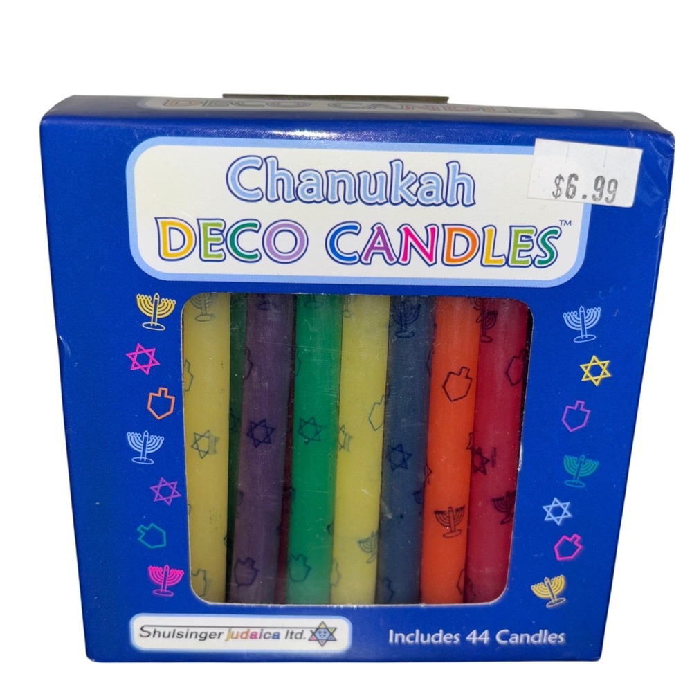 Shulsinger Judaica Chanukah Deco Candles | 44 Count | Multicolor | NEW
